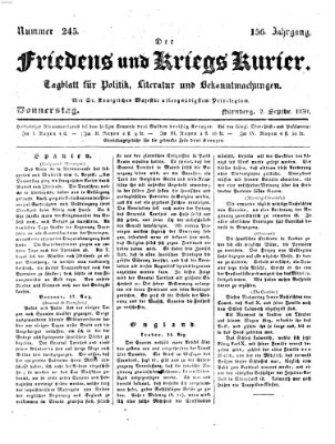 Der Friedens- u. Kriegs-Kurier (Nürnberger Friedens- und Kriegs-Kurier) Donnerstag 2. September 1830