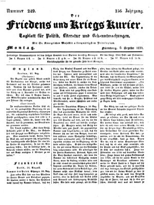 Der Friedens- u. Kriegs-Kurier (Nürnberger Friedens- und Kriegs-Kurier) Montag 6. September 1830