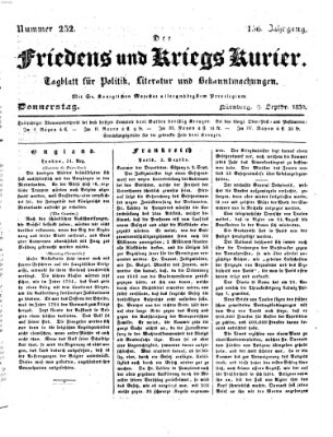 Der Friedens- u. Kriegs-Kurier (Nürnberger Friedens- und Kriegs-Kurier) Donnerstag 9. September 1830