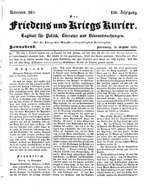 Der Friedens- u. Kriegs-Kurier (Nürnberger Friedens- und Kriegs-Kurier) Samstag 18. September 1830