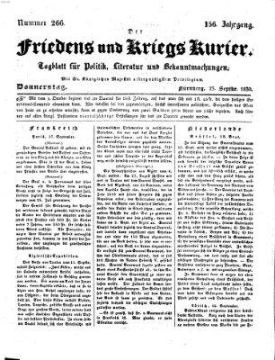 Der Friedens- u. Kriegs-Kurier (Nürnberger Friedens- und Kriegs-Kurier) Donnerstag 23. September 1830