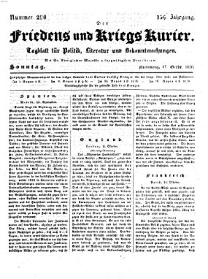 Der Friedens- u. Kriegs-Kurier (Nürnberger Friedens- und Kriegs-Kurier) Sonntag 17. Oktober 1830