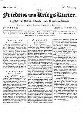 Der Friedens- u. Kriegs-Kurier (Nürnberger Friedens- und Kriegs-Kurier) Montag 18. Oktober 1830