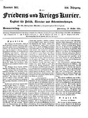 Der Friedens- u. Kriegs-Kurier (Nürnberger Friedens- und Kriegs-Kurier) Donnerstag 28. Oktober 1830