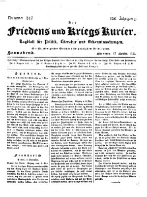 Der Friedens- u. Kriegs-Kurier (Nürnberger Friedens- und Kriegs-Kurier) Samstag 13. November 1830