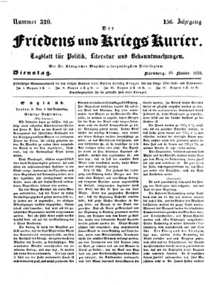 Der Friedens- u. Kriegs-Kurier (Nürnberger Friedens- und Kriegs-Kurier) Dienstag 16. November 1830