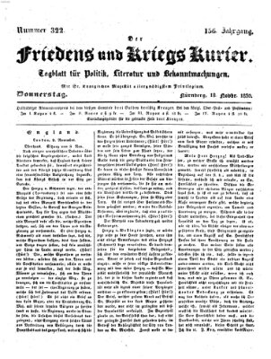 Der Friedens- u. Kriegs-Kurier (Nürnberger Friedens- und Kriegs-Kurier) Donnerstag 18. November 1830