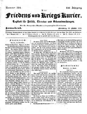 Der Friedens- u. Kriegs-Kurier (Nürnberger Friedens- und Kriegs-Kurier) Samstag 20. November 1830