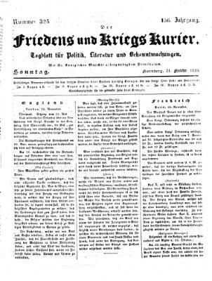 Der Friedens- u. Kriegs-Kurier (Nürnberger Friedens- und Kriegs-Kurier) Sonntag 21. November 1830