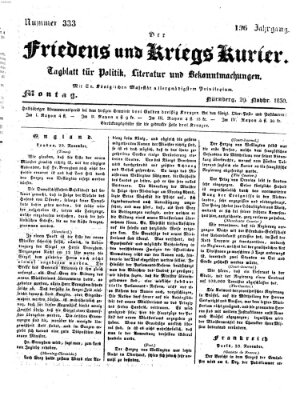 Der Friedens- u. Kriegs-Kurier (Nürnberger Friedens- und Kriegs-Kurier) Montag 29. November 1830