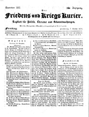 Der Friedens- u. Kriegs-Kurier (Nürnberger Friedens- und Kriegs-Kurier) Freitag 3. Dezember 1830