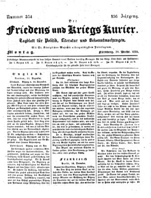 Der Friedens- u. Kriegs-Kurier (Nürnberger Friedens- und Kriegs-Kurier) Montag 20. Dezember 1830