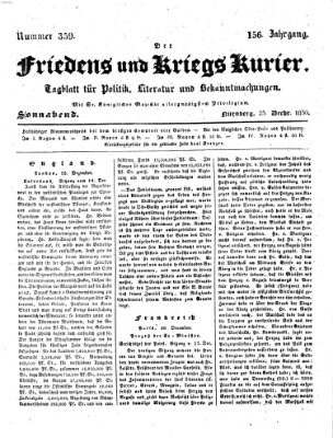 Der Friedens- u. Kriegs-Kurier (Nürnberger Friedens- und Kriegs-Kurier) Samstag 25. Dezember 1830