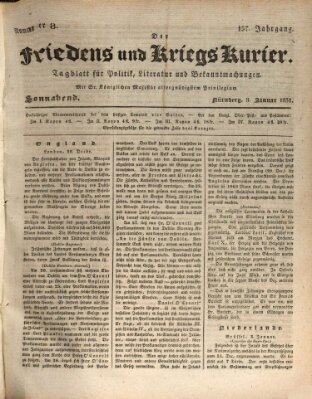 Der Friedens- u. Kriegs-Kurier (Nürnberger Friedens- und Kriegs-Kurier) Samstag 8. Januar 1831