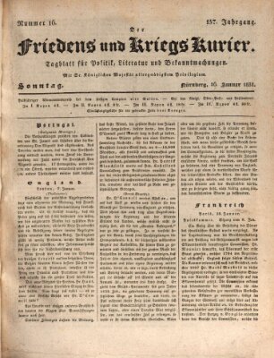 Der Friedens- u. Kriegs-Kurier (Nürnberger Friedens- und Kriegs-Kurier) Sonntag 16. Januar 1831