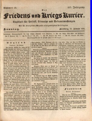 Der Friedens- u. Kriegs-Kurier (Nürnberger Friedens- und Kriegs-Kurier) Sonntag 23. Januar 1831