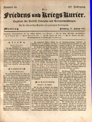 Der Friedens- u. Kriegs-Kurier (Nürnberger Friedens- und Kriegs-Kurier) Montag 24. Januar 1831