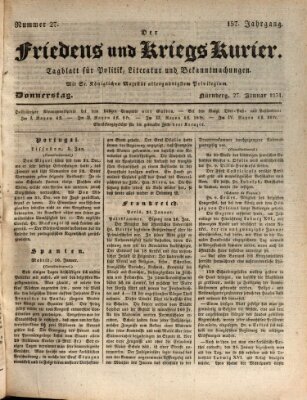 Der Friedens- u. Kriegs-Kurier (Nürnberger Friedens- und Kriegs-Kurier) Donnerstag 27. Januar 1831