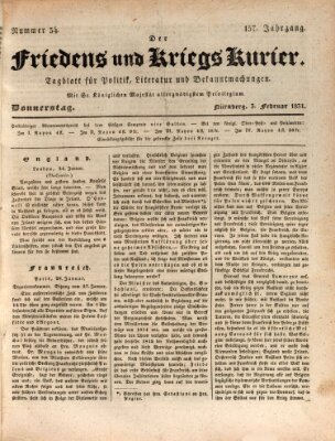 Der Friedens- u. Kriegs-Kurier (Nürnberger Friedens- und Kriegs-Kurier) Donnerstag 3. Februar 1831