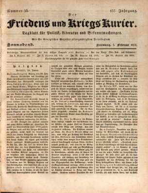 Der Friedens- u. Kriegs-Kurier (Nürnberger Friedens- und Kriegs-Kurier) Samstag 5. Februar 1831