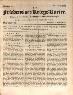 Der Friedens- u. Kriegs-Kurier (Nürnberger Friedens- und Kriegs-Kurier) Donnerstag 24. Februar 1831