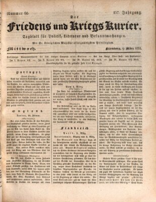 Der Friedens- u. Kriegs-Kurier (Nürnberger Friedens- und Kriegs-Kurier) Mittwoch 9. März 1831