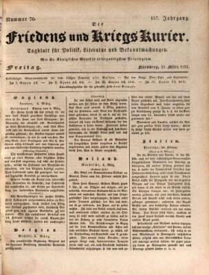 Der Friedens- u. Kriegs-Kurier (Nürnberger Friedens- und Kriegs-Kurier) Freitag 11. März 1831