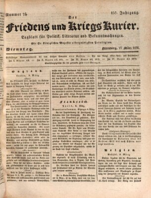 Der Friedens- u. Kriegs-Kurier (Nürnberger Friedens- und Kriegs-Kurier) Dienstag 15. März 1831