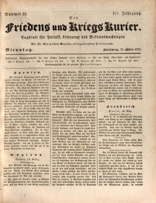 Der Friedens- u. Kriegs-Kurier (Nürnberger Friedens- und Kriegs-Kurier) Dienstag 22. März 1831