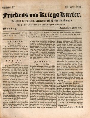 Der Friedens- u. Kriegs-Kurier (Nürnberger Friedens- und Kriegs-Kurier) Montag 28. März 1831