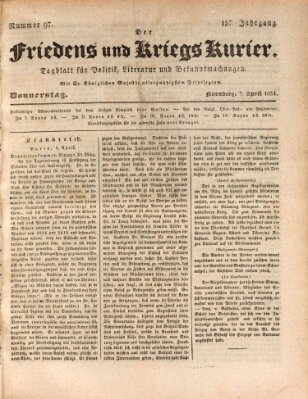 Der Friedens- u. Kriegs-Kurier (Nürnberger Friedens- und Kriegs-Kurier) Donnerstag 7. April 1831