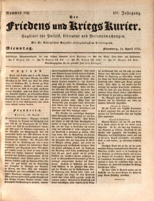 Der Friedens- u. Kriegs-Kurier (Nürnberger Friedens- und Kriegs-Kurier) Dienstag 19. April 1831