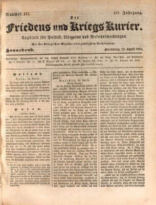 Der Friedens- u. Kriegs-Kurier (Nürnberger Friedens- und Kriegs-Kurier) Samstag 23. April 1831