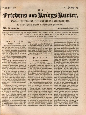 Der Friedens- u. Kriegs-Kurier (Nürnberger Friedens- und Kriegs-Kurier) Mittwoch 8. Juni 1831