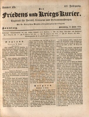 Der Friedens- u. Kriegs-Kurier (Nürnberger Friedens- und Kriegs-Kurier) Sonntag 12. Juni 1831