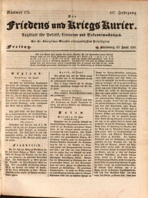 Der Friedens- u. Kriegs-Kurier (Nürnberger Friedens- und Kriegs-Kurier) Freitag 24. Juni 1831