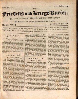 Der Friedens- u. Kriegs-Kurier (Nürnberger Friedens- und Kriegs-Kurier) Donnerstag 14. Juli 1831