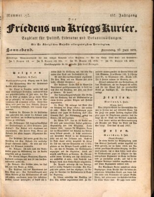 Der Friedens- u. Kriegs-Kurier (Nürnberger Friedens- und Kriegs-Kurier) Samstag 16. Juli 1831