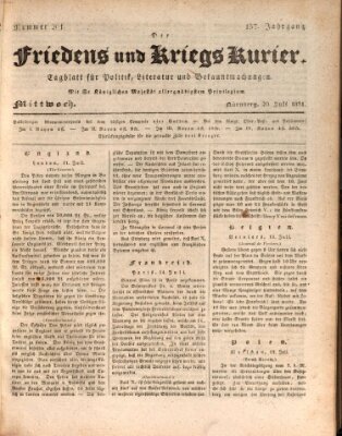 Der Friedens- u. Kriegs-Kurier (Nürnberger Friedens- und Kriegs-Kurier) Mittwoch 20. Juli 1831