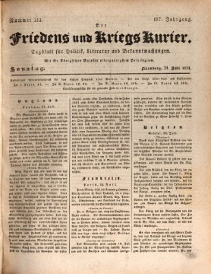 Der Friedens- u. Kriegs-Kurier (Nürnberger Friedens- und Kriegs-Kurier) Sonntag 31. Juli 1831