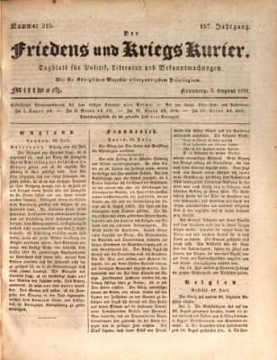 Der Friedens- u. Kriegs-Kurier (Nürnberger Friedens- und Kriegs-Kurier) Mittwoch 3. August 1831