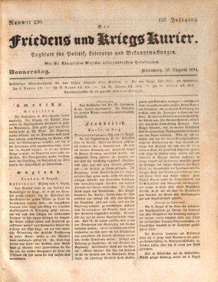 Der Friedens- u. Kriegs-Kurier (Nürnberger Friedens- und Kriegs-Kurier) Donnerstag 18. August 1831