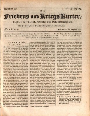 Der Friedens- u. Kriegs-Kurier (Nürnberger Friedens- und Kriegs-Kurier) Donnerstag 18. August 1831