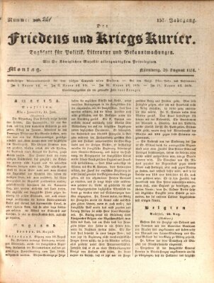 Der Friedens- u. Kriegs-Kurier (Nürnberger Friedens- und Kriegs-Kurier) Montag 29. August 1831