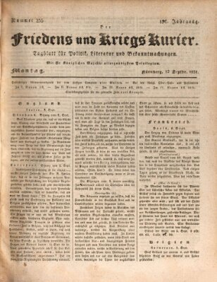 Der Friedens- u. Kriegs-Kurier (Nürnberger Friedens- und Kriegs-Kurier) Montag 12. September 1831