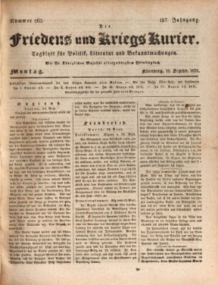 Der Friedens- u. Kriegs-Kurier (Nürnberger Friedens- und Kriegs-Kurier) Montag 19. September 1831