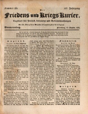 Der Friedens- u. Kriegs-Kurier (Nürnberger Friedens- und Kriegs-Kurier) Donnerstag 22. September 1831