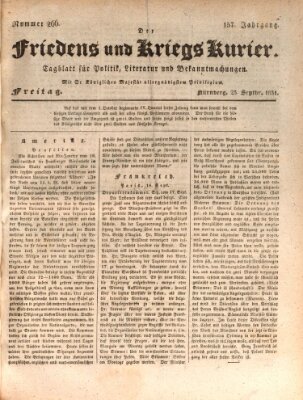 Der Friedens- u. Kriegs-Kurier (Nürnberger Friedens- und Kriegs-Kurier) Freitag 23. September 1831