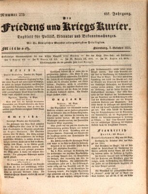 Der Friedens- u. Kriegs-Kurier (Nürnberger Friedens- und Kriegs-Kurier) Mittwoch 5. Oktober 1831