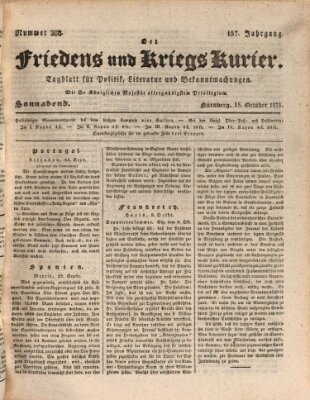 Der Friedens- u. Kriegs-Kurier (Nürnberger Friedens- und Kriegs-Kurier) Samstag 15. Oktober 1831